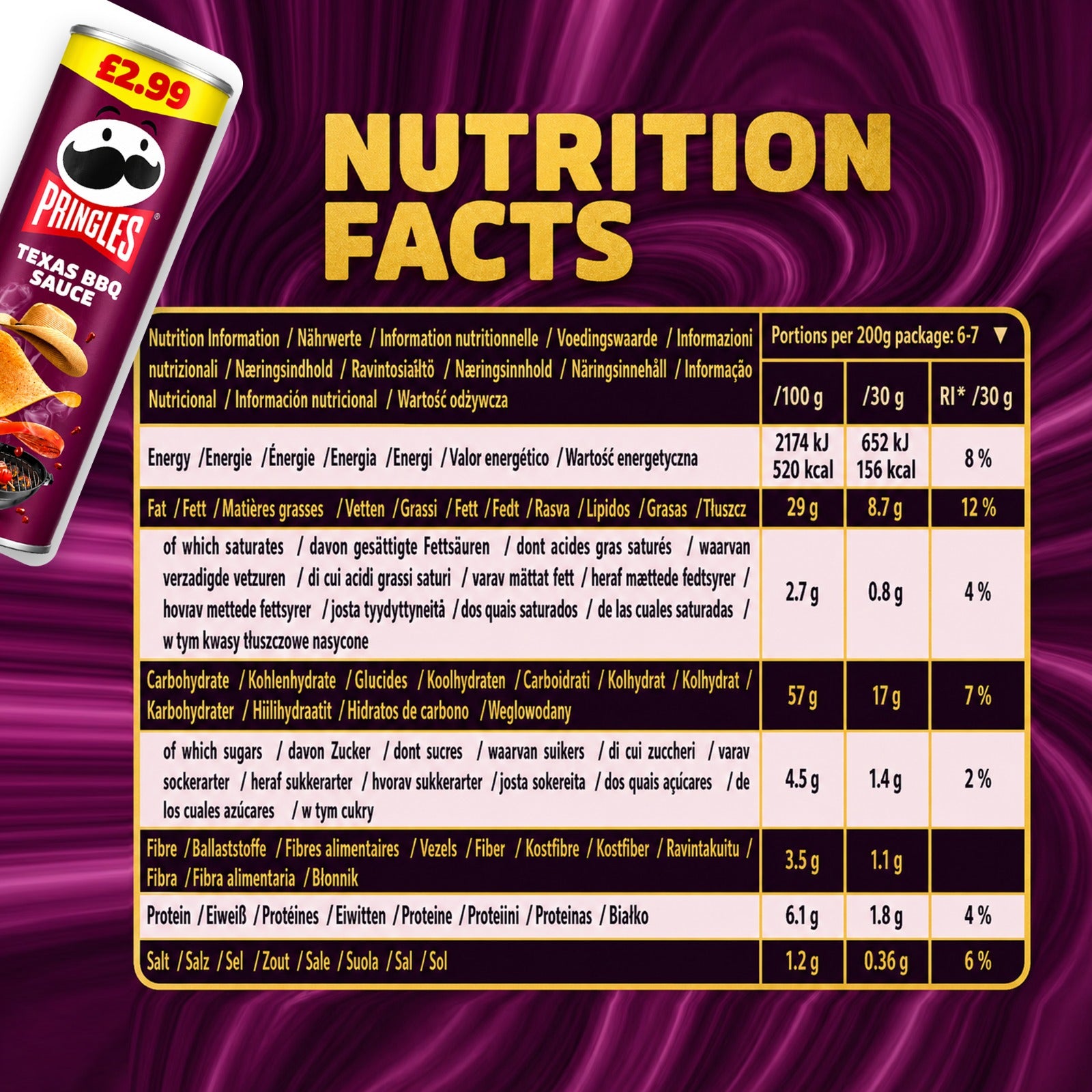 Pringles Crisps – Pack of 6 x 165g | Flavour Options Available