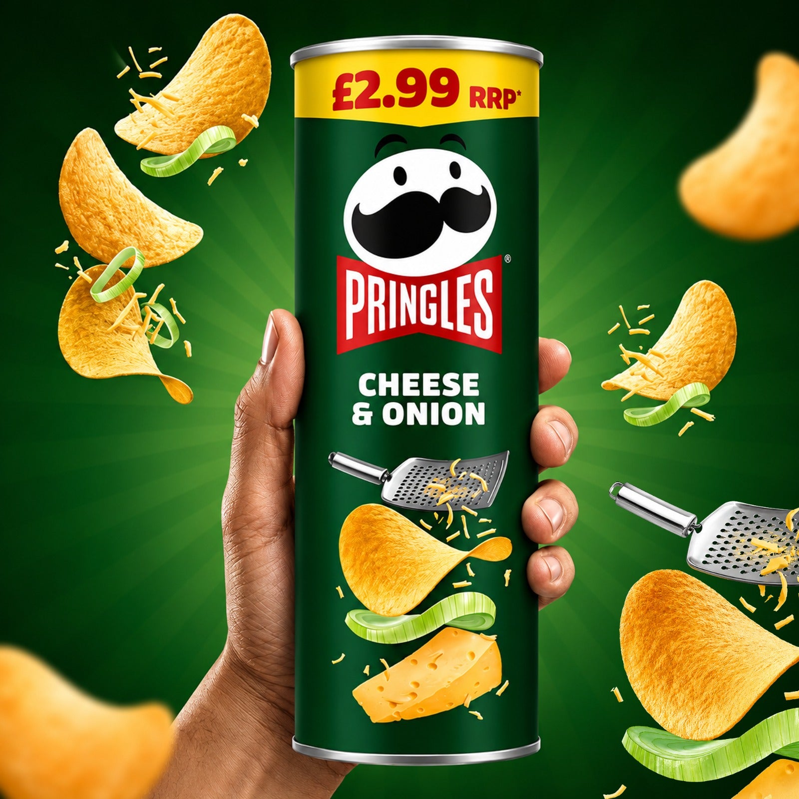 Pringles Cheese & Onion Flavour Crisps 6 x 165g | Sharing Pack