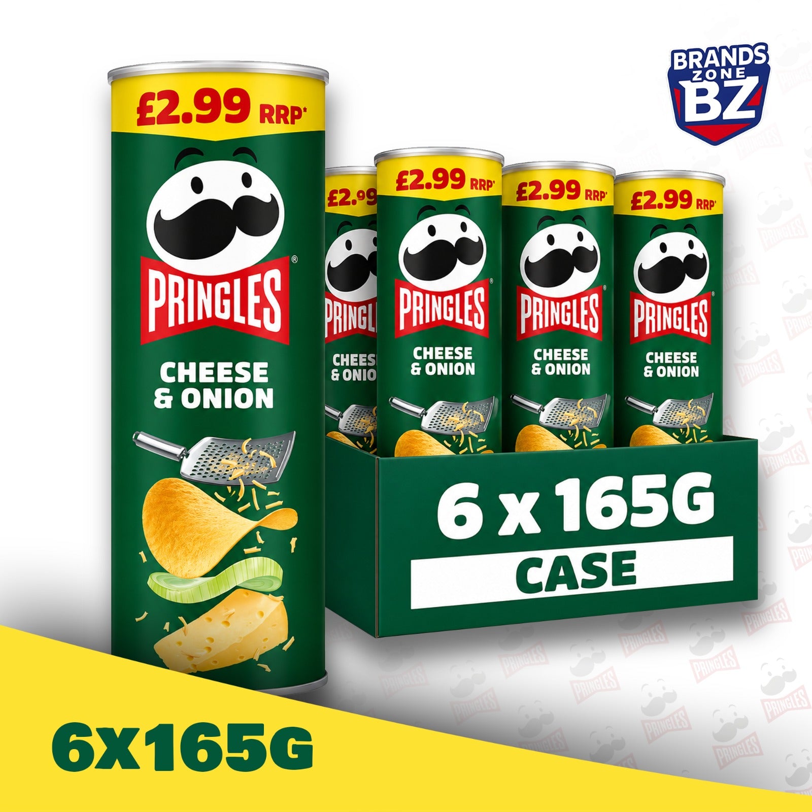 Pringles Cheese & Onion Flavour Crisps 6 x 165g | Sharing Pack