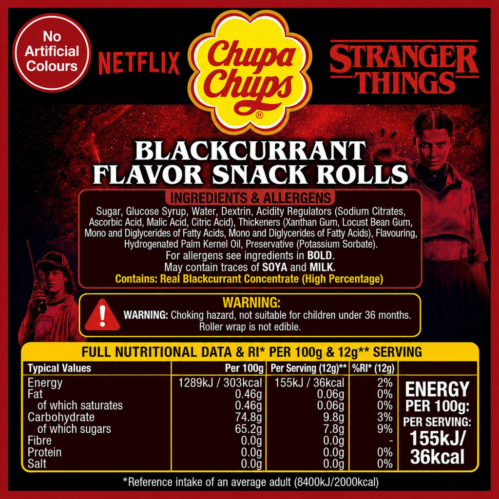 Chupa Chups x Stranger Things Limited Edition Lollipops – 5 Mystery Flavours, 1 Display Box of 50 Lollies