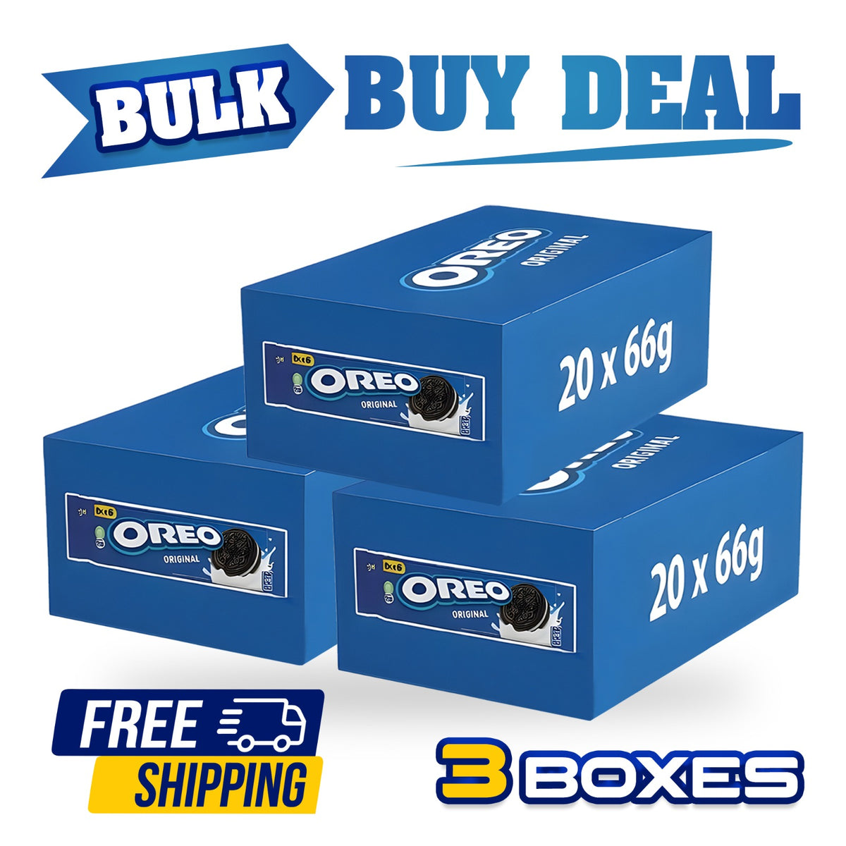 Oreo Saving Bundle | 3 Packs of 20 x 66g | 60 Oreo Biscuits | Great Value | Free Shipping