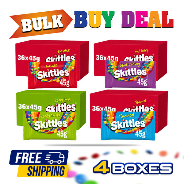 Skittles Saving Bundle | 4 Flavours | Assorted Skittles Sweets | Great Value | Free Shipping