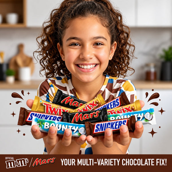 Multi-Pack Chocolate Box (24 Bars) – Bounty, Twix, Mars & Snickers Mix (6 Each) – Premium Assorted Candy Selection for Gifting & Sharing