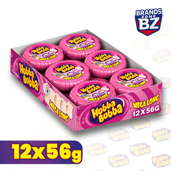 Wrigley’s Hubba Bubba Fancy Fruit Mega Long Tape Bubble Gum – 12 Pack Full Box