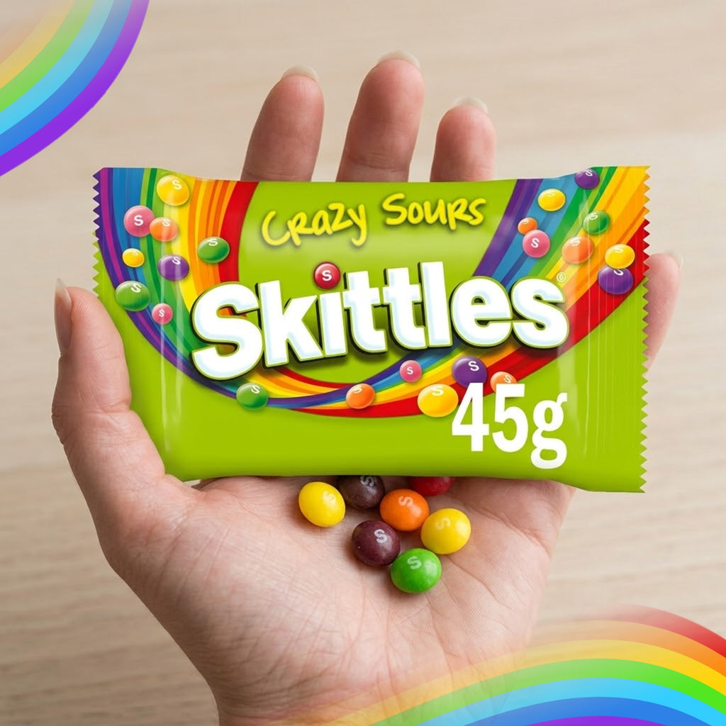 Skittles Fruit Chewy Sweets Multi Flavour Bulk Pack – Wild Berry, Fruits, Tropical & Crazy Sours | 36 Packs (45g Each)