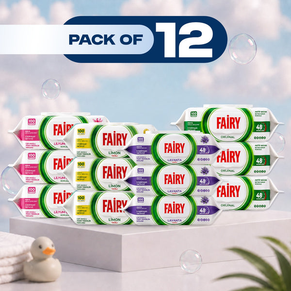 Fairy Multi-Surface Cleaning Wipes – 100 Disposable Wipes - Mix Pack of 12
