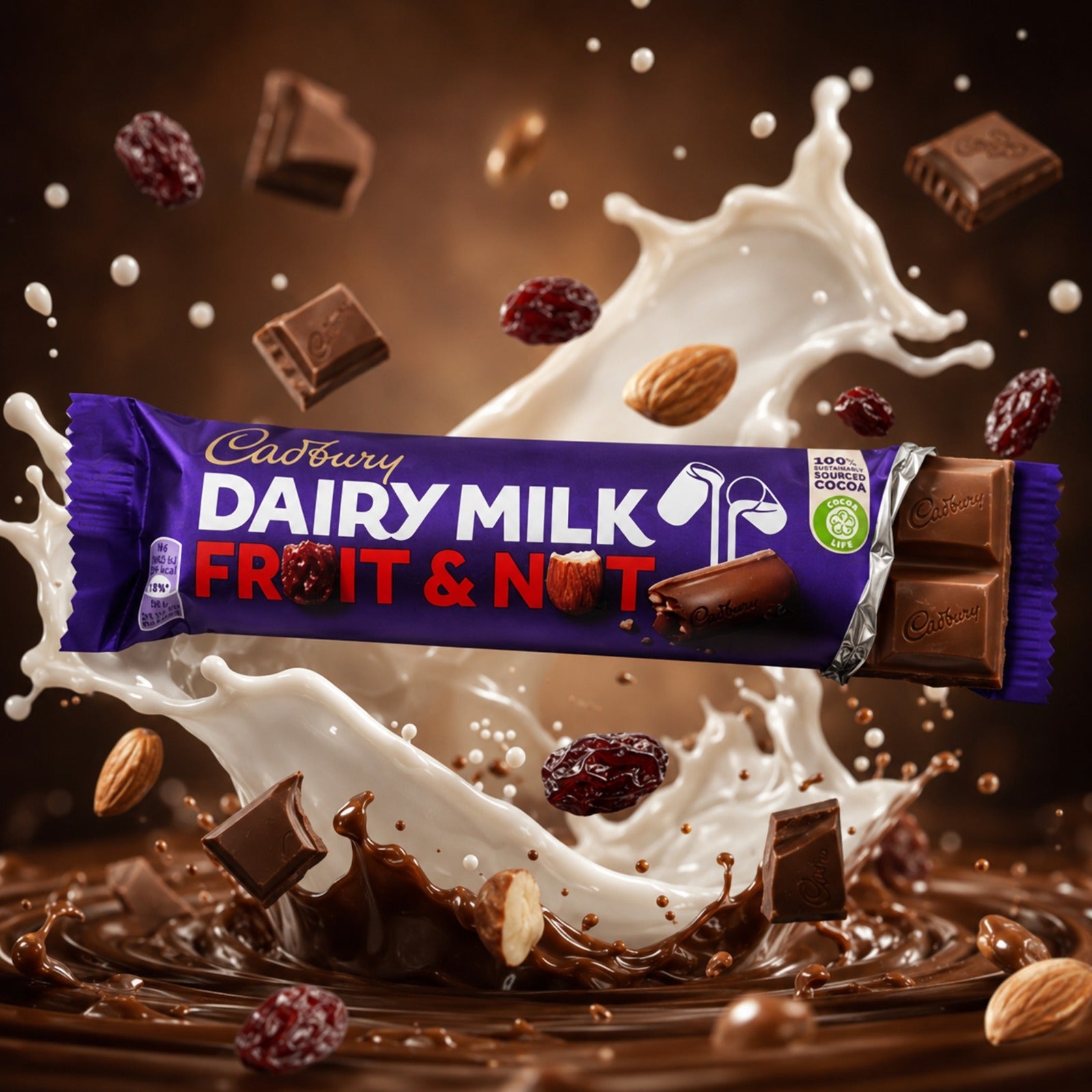 Dairy Milk Fruit & Nut Chocolate Bar 49g (Box of 48)