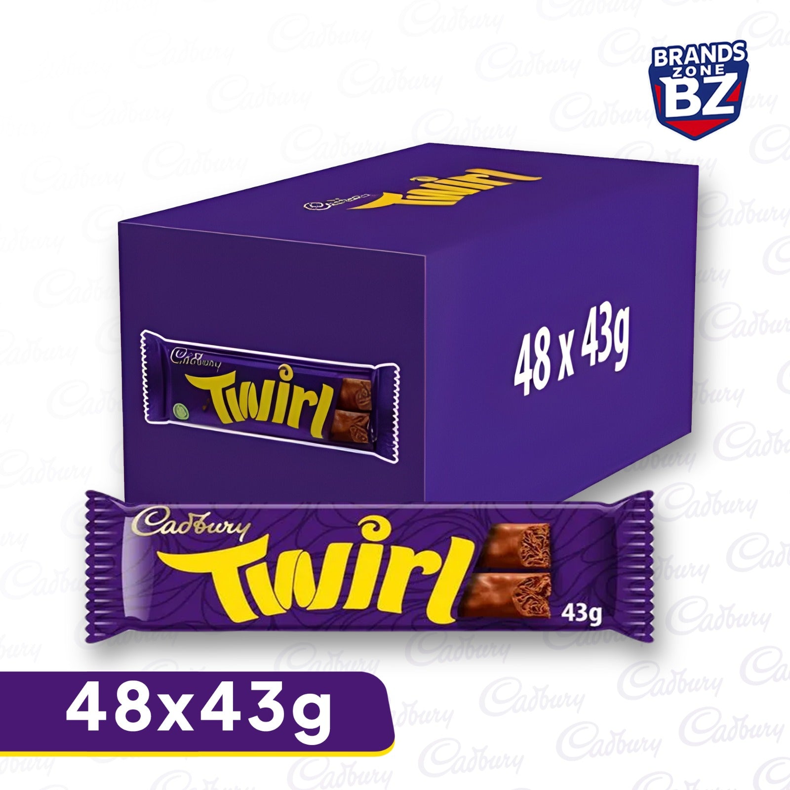 Cadbury Twirl Chocolate Bars 43g (Box of 48)