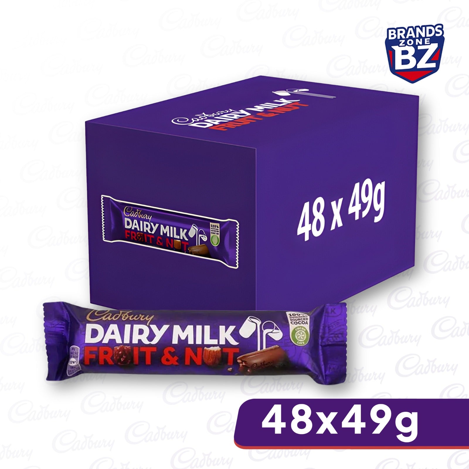 Dairy Milk Fruit & Nut Chocolate Bar 49g (Box of 48)
