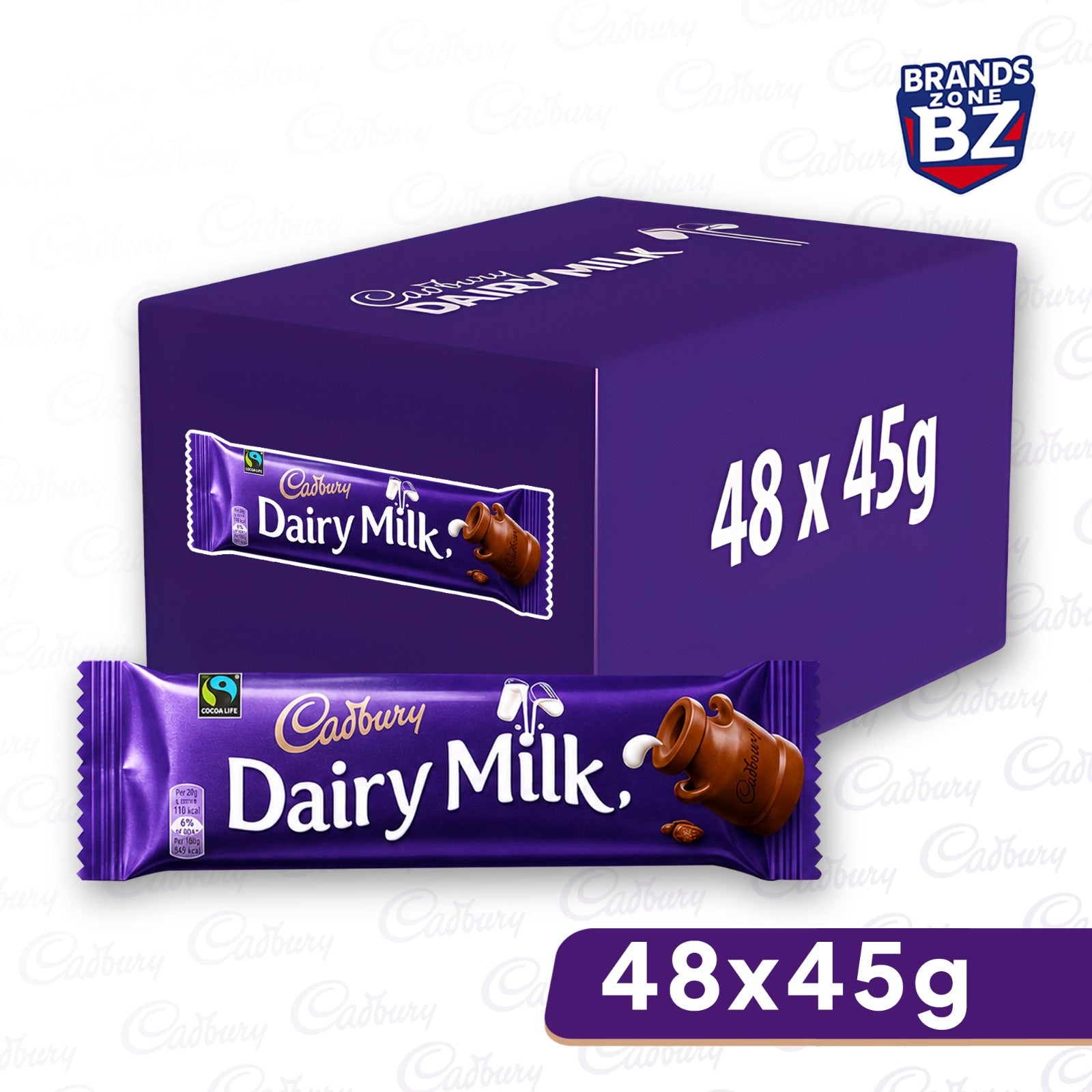 Cadbury Dairy Milk Chocolate Bar 45g (Box of 48)