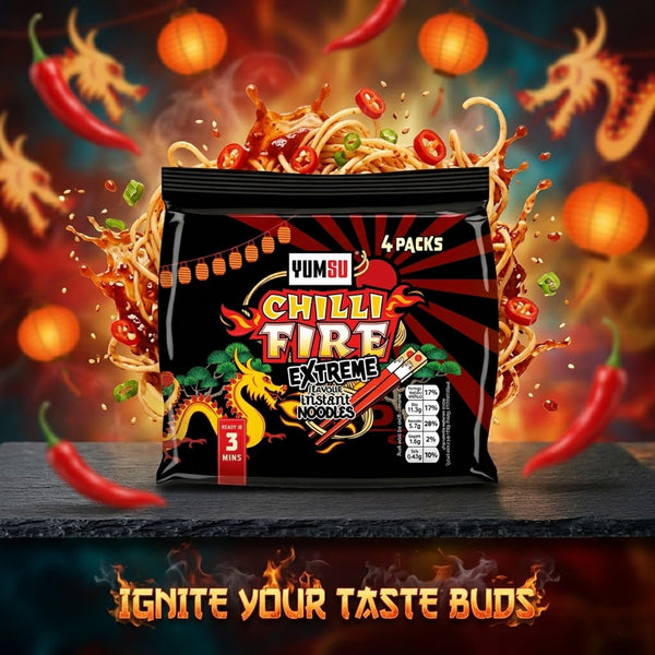Yumsu Chilli Fire Extreme Flavour Instant Noodles, 15 x 70g (4 packs in 1)
