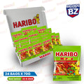 Haribo Blue Worms 24 x 70g Bags | Sour Fruity Fizzy Gummy Worms | Chewy Candy for Parties Sharing and Pick & Mix