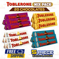 Toblerone Chocolate 4 Flavours | 20 Bars Bulk Pack | 5 Packs Each Flavour | Assorted Swiss Chocolate | FREE SHIPPING
