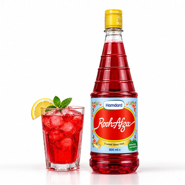 Rooh Afza Sharbat Syrup Drink 12 x 800ml | Rose Flavoured Summer Juice Concentrate | Ramadan Refreshment Pack