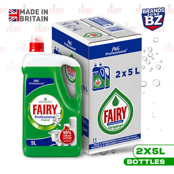 Fairy Professional Washing Up Liquid 2 x 5L Bottles | Powerful Grease-Cutting Formula | Long-Lasting Economical Cleaning for Home and Business | UK Bulk Pack
