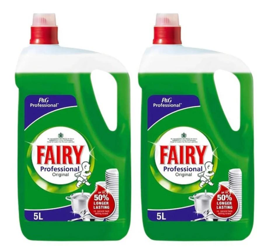Fairy Professional Washing Up Liquid – 2 x 5L Bottles | Powerful Grease-Cutting Formula | Long-Lasting & Economical for Home or Business Use