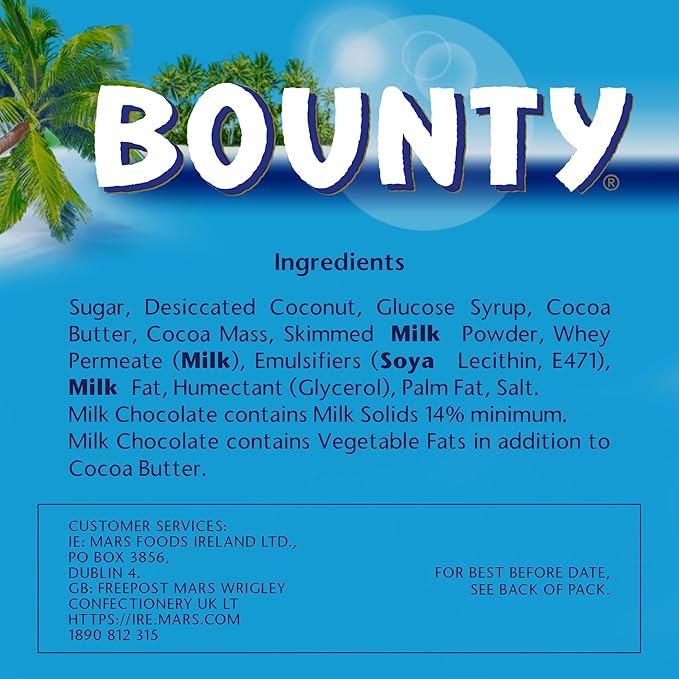 Bounty Coconut & Milk Chocolate Duo Bars – Bulk Sharing Box of 24 x 57g Packs | Smooth Milk Chocolate with Moist Coconut Filling | Ideal for Parties, Gifting & Stocking Up