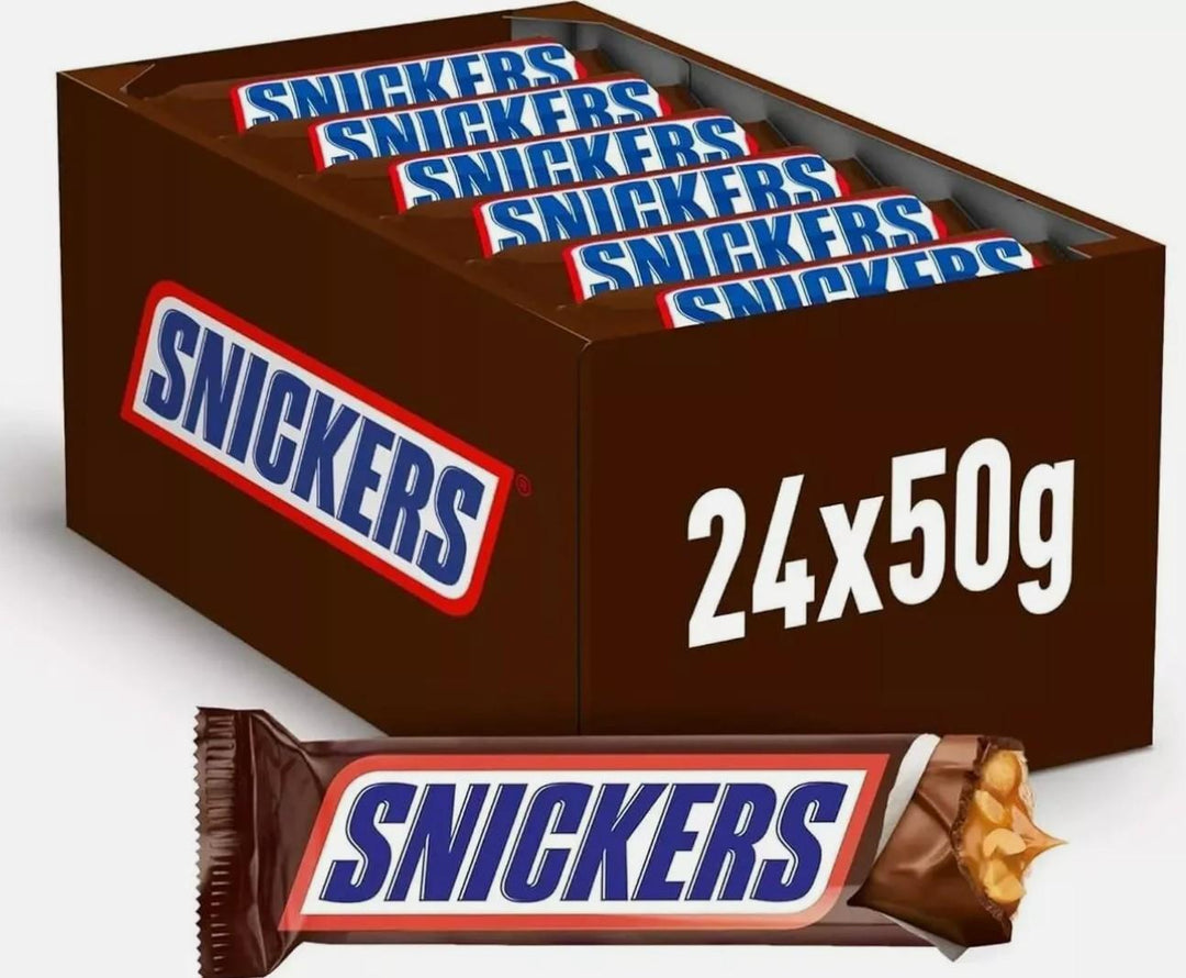 Snickers Chocolate Bars – 24 x 51g | Packed with Peanuts, Caramel & Nougat | Bulk Box for Sharing, Snacking & Gifting