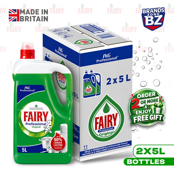 Fairy Professional Washing Up Liquid 2 x 5L Bottles | Powerful Grease-Cutting Formula | Long-Lasting Economical Cleaning for Home and Business | UK Bulk Pack
