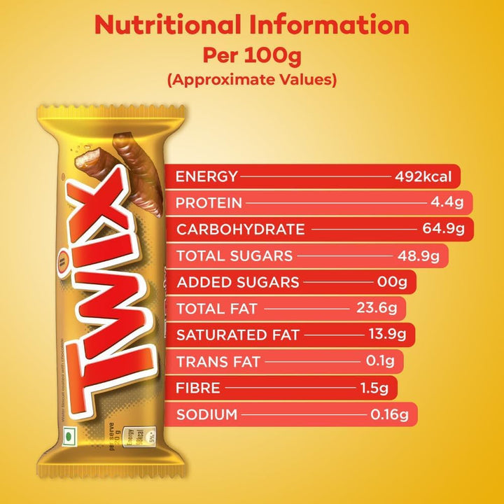 Twix Chocolate Bars 25 x 50g 2 Fingers of Crunchy Biscuit Caramel Milk Chocolate Bulk Pack for Sharing Snacking Dessert Cookie Crispy Chewy Goodness Individually Wrapped