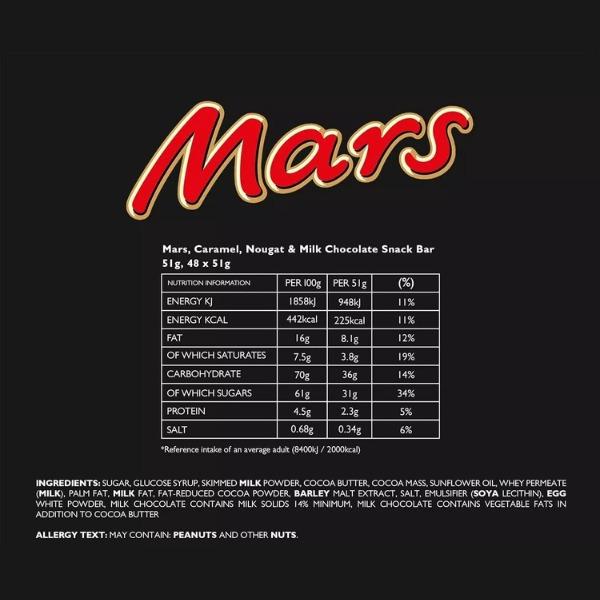 Mars Chocolate Bars – 24 x 51g | Classic Caramel & Nougat Coated in Milk Chocolate | Fresh Stock | Ideal for Sharing, Snacking & Gifting