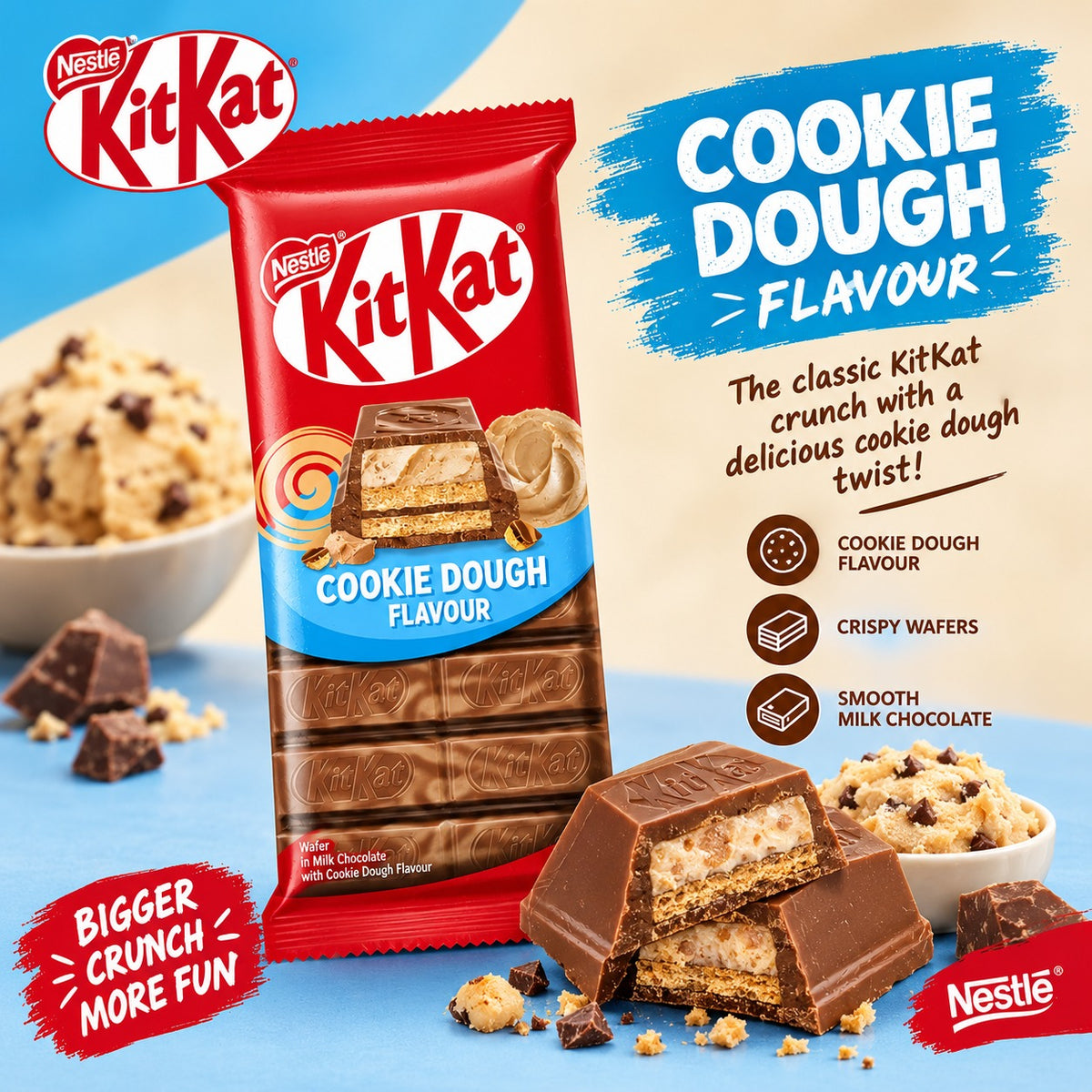KitKat Cookie Dough 5 Bars x 99g Multipack – Nestlé Chocolate Wafer Bars