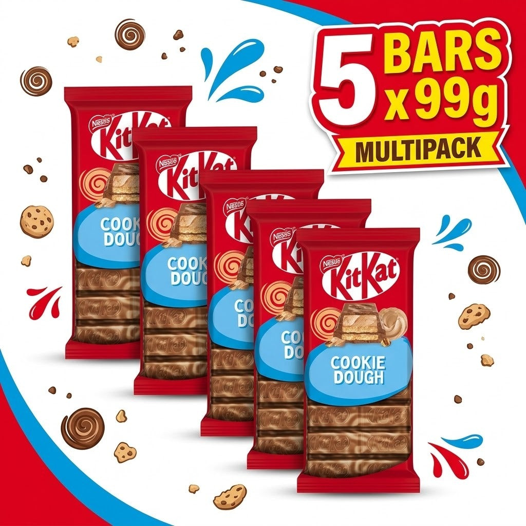KitKat Cookie Dough 5 Bars x 99g Multipack – Nestlé Chocolate Wafer Bars