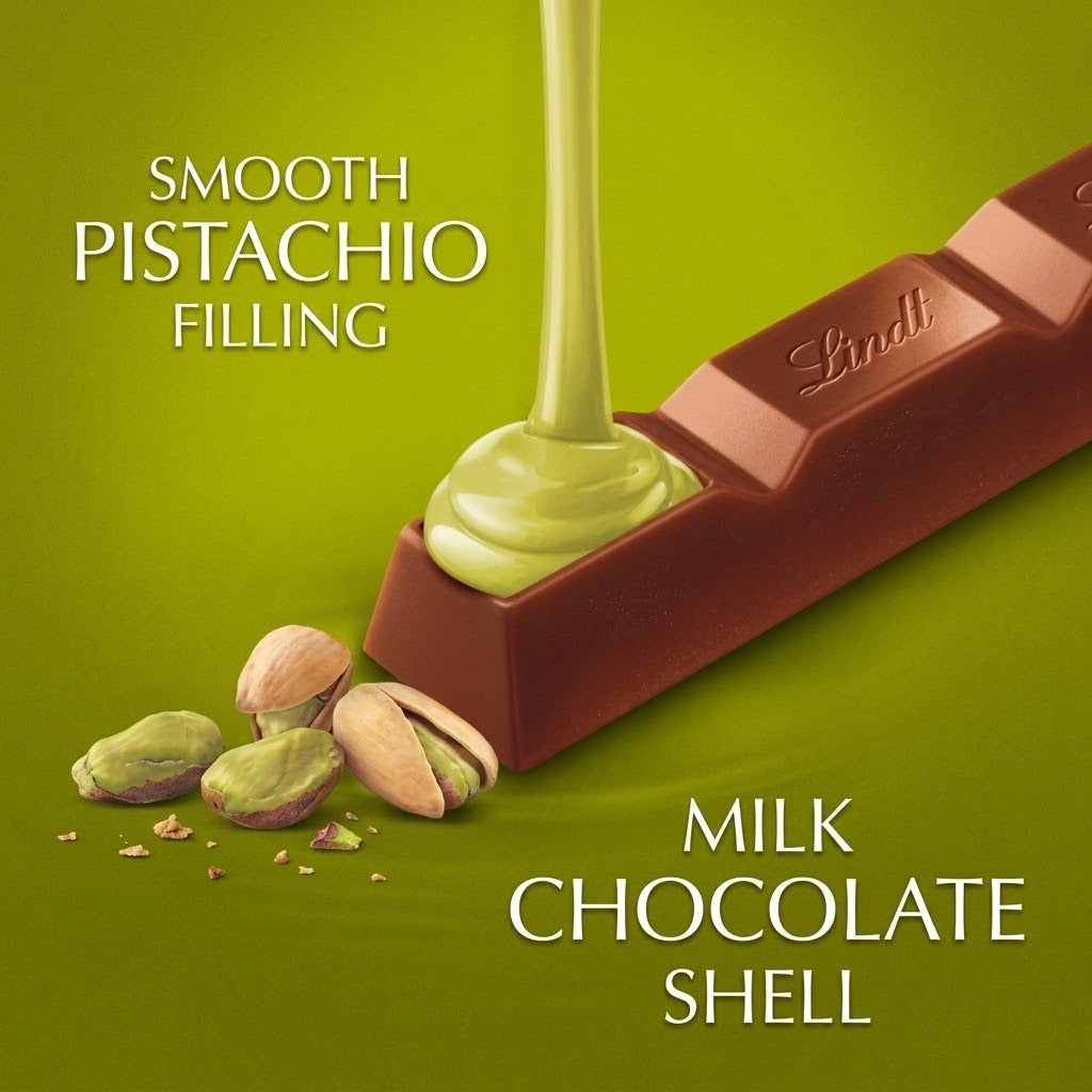Lindt Milk Chocolate with Smooth Melting Pistachio Filling – 24 × 38g Bars