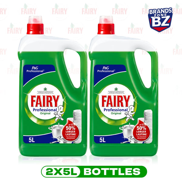 Fairy Professional Washing Up Liquid 2 x 5L Bottles | Powerful Grease-Cutting Formula | Long-Lasting Economical Cleaning for Home and Business | UK Bulk Pack