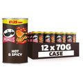 Pringles Hot & Spicy Crisps 12 x 70g | PM £1.25 Price Marked Pack | Sharing Tubes