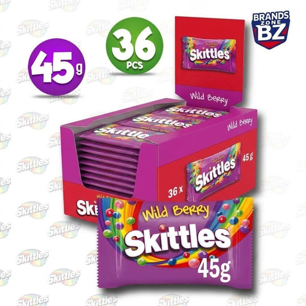 Skittles Fruit Chewy Sweets Multi Flavour Bulk Pack – Wild Berry, Fruits, Tropical & Crazy Sours | 36 Packs (45g Each)