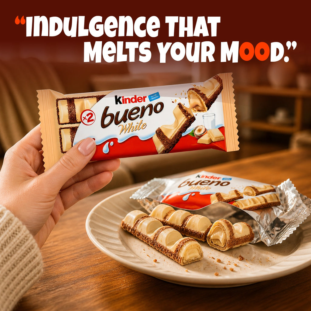 Kinder Bueno White Chocolate – 3 x Twin Bars, 10 Packs (30 Bars)